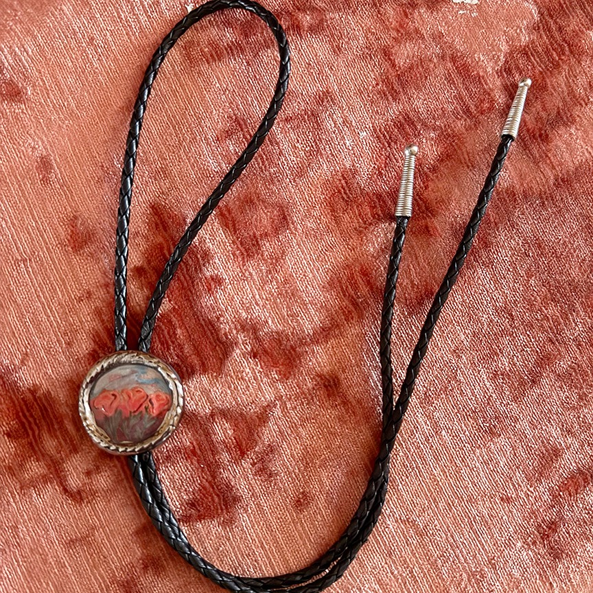 Chrome Lustre California Poppy Bolo Tie