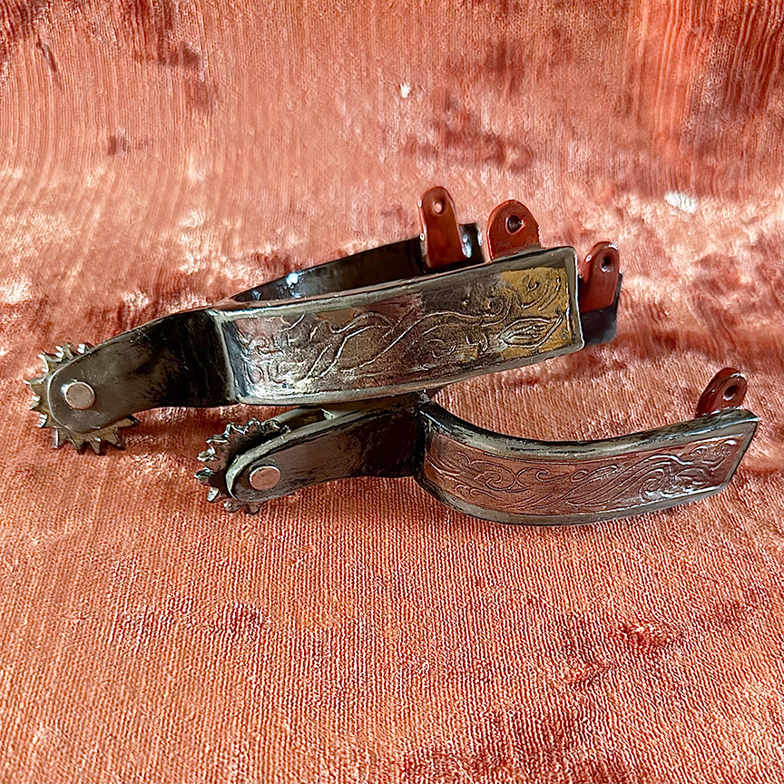 Chrome Lustre Western Spur Set - Faux Tarnish