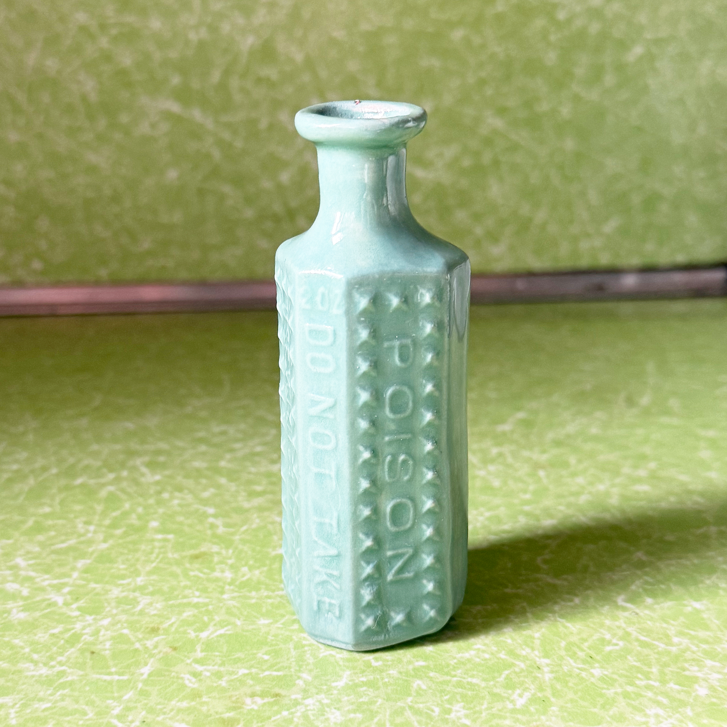 Ceramic Slipcast Poison Bottle Vase - Mint Green