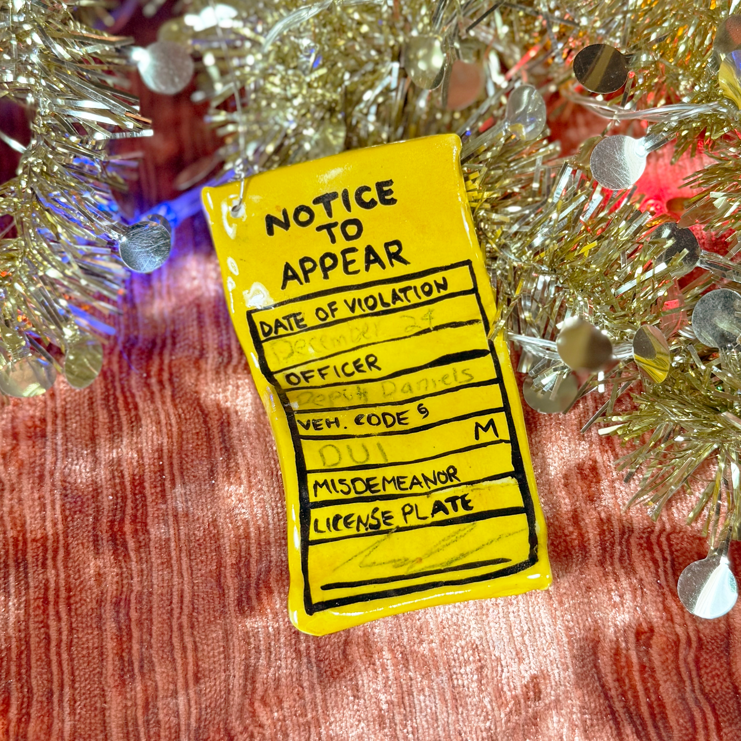 Ceramic DUI on Christmas Eve Ornament