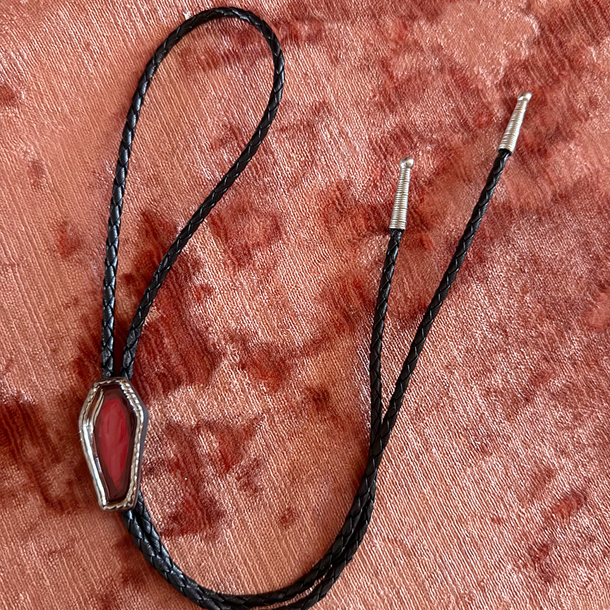 Chrome Lustre Small Coffin Bolo Tie