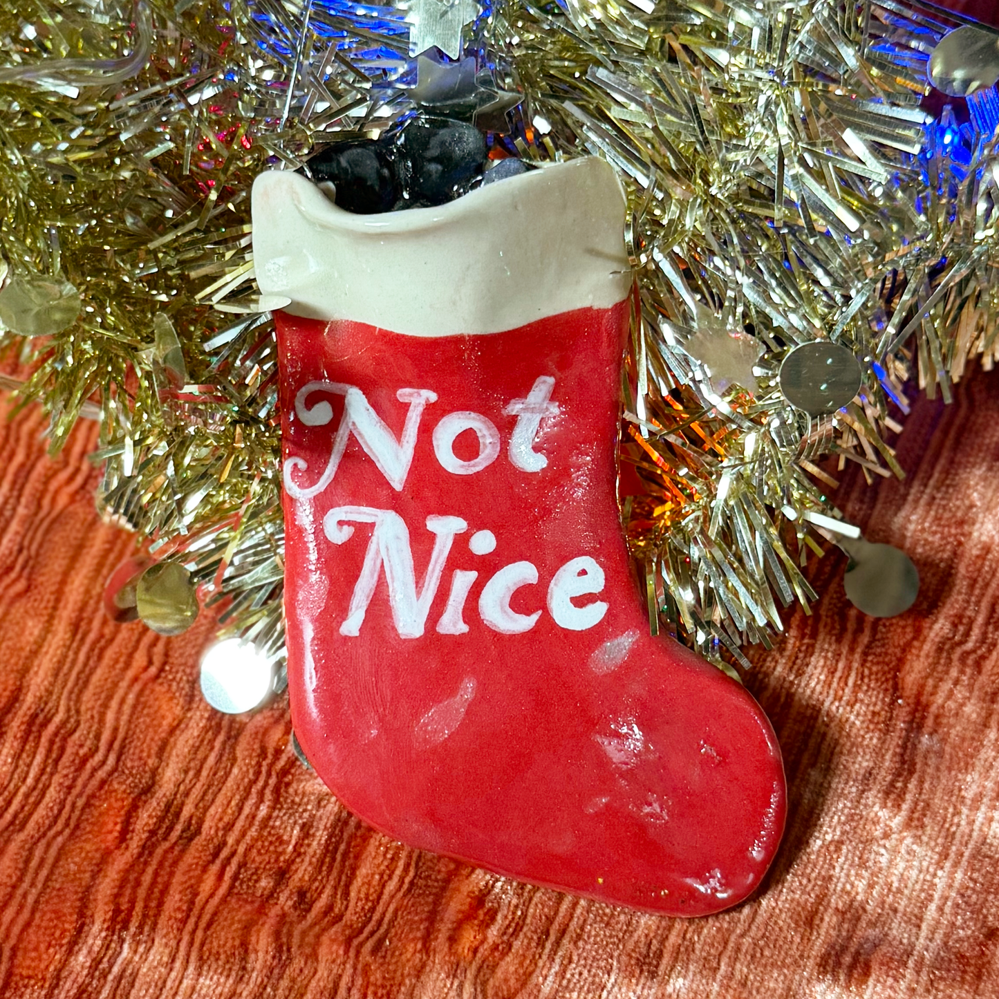 Ceramic Not Nice Stocking Ornament