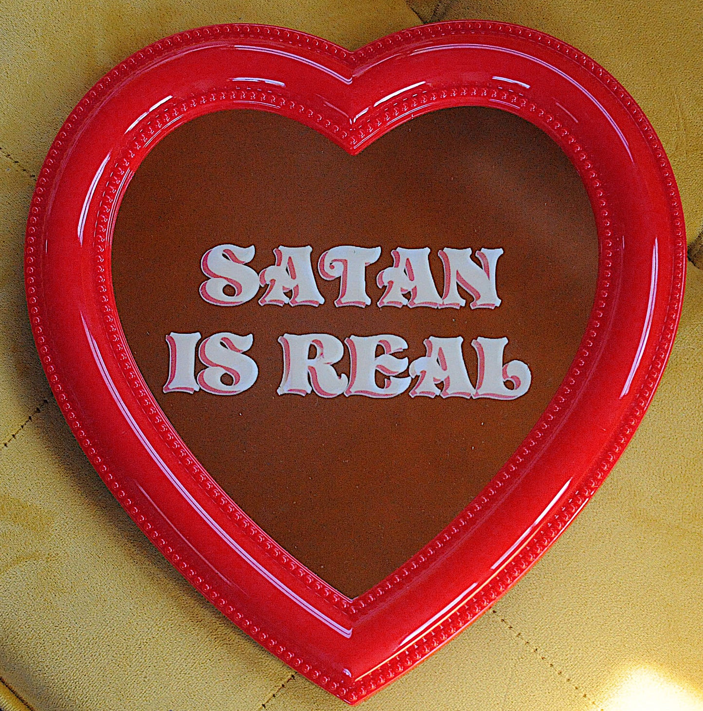 Satan is Real Heart Shaped Mirror