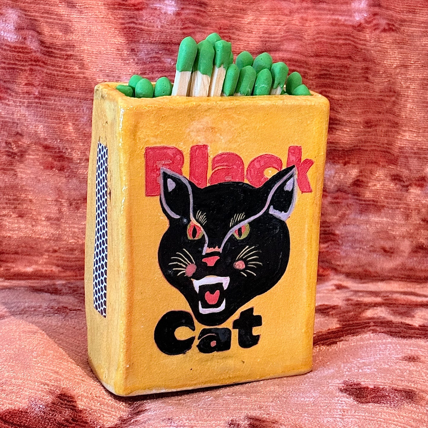 Ceramic Black Cat Matchbox
