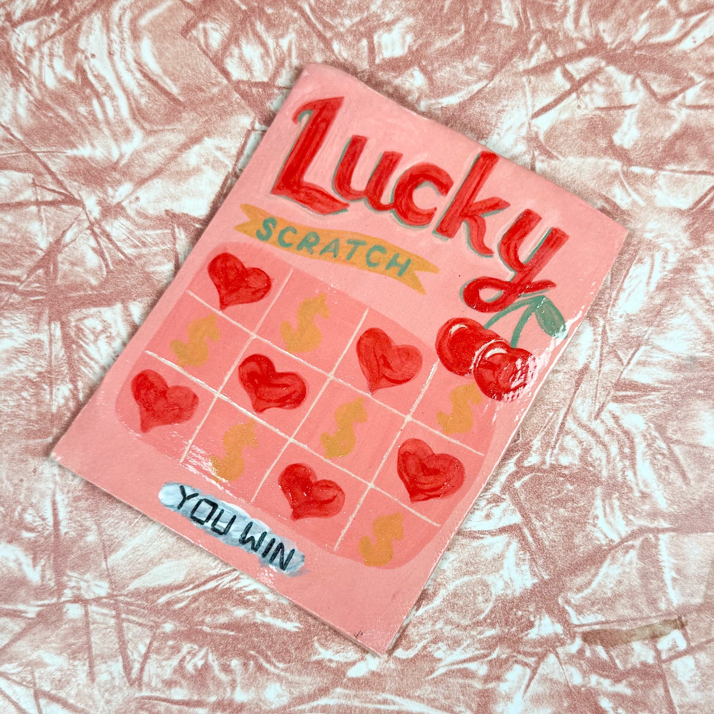 Ceramic Lucky Scratcher Coaster - Cherry