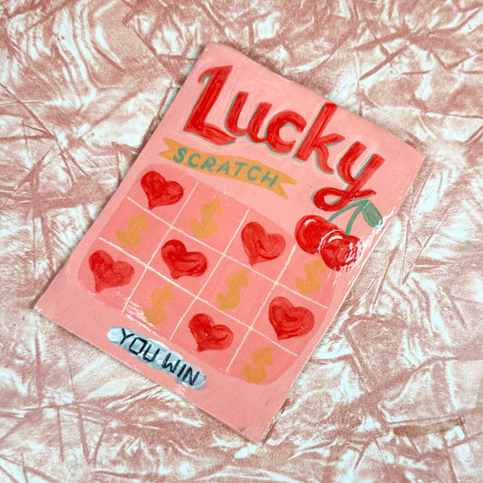 Ceramic Lucky Scratcher Coaster - Cherry