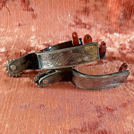 Chrome Lustre Western Spur Set - Faux Tarnish