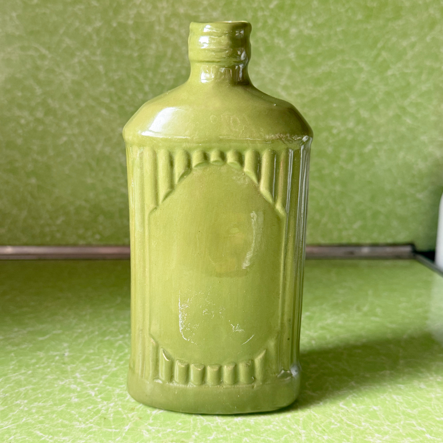 Ceramic Slipcast Moonshine Bottle - Chartreuse