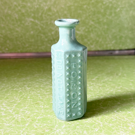 Ceramic Slipcast Poison Bottle Vase - Mint Green
