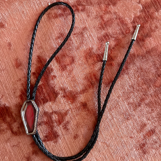 Chrome Lustre Small Coffin Bolo Tie