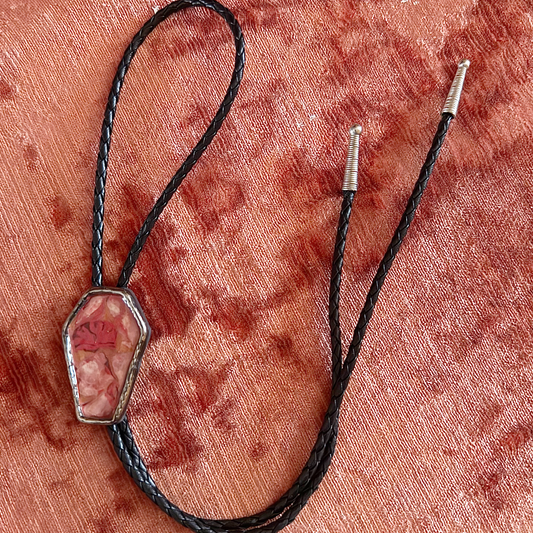 Chrome Lustre Large Coffin Bolo Tie