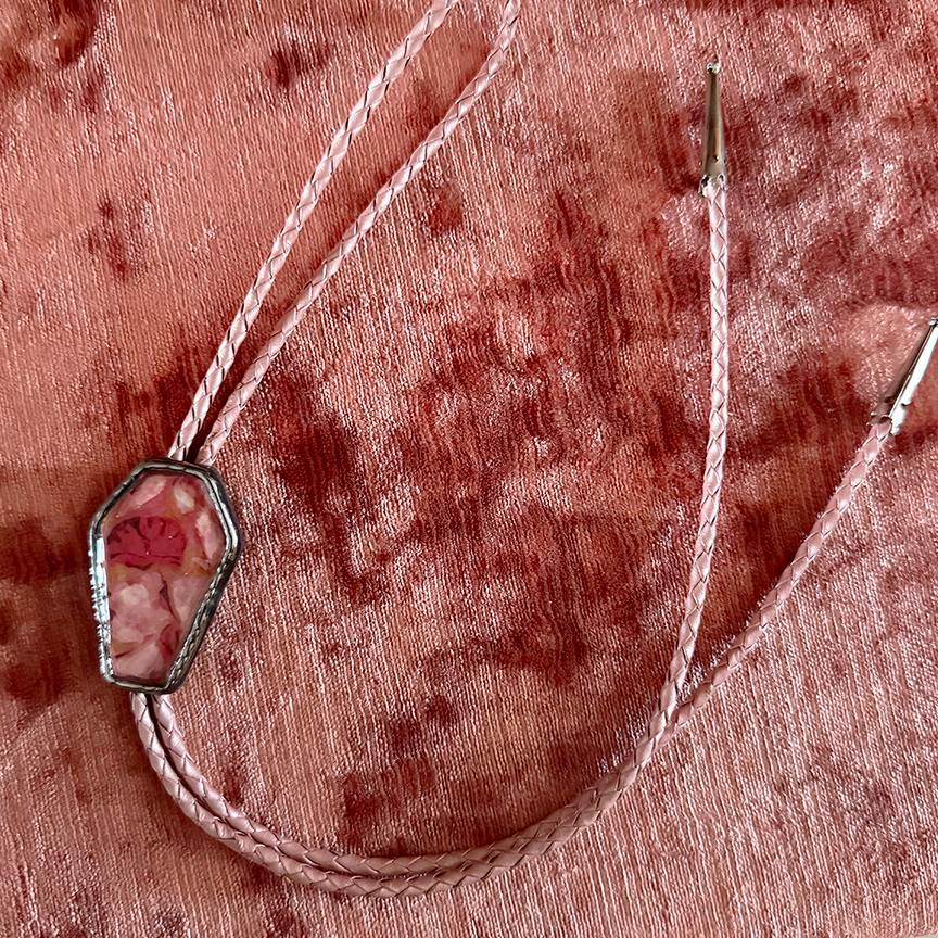 Chrome Lustre Large Coffin Bolo Tie