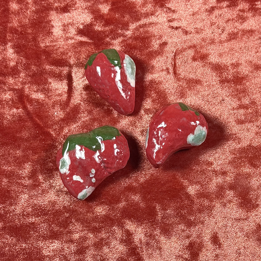 Ceramic Moldy Strawberry Magnets