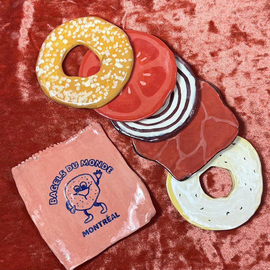 Ceramic Montreal Bagel Coaster Set - Smoked Meat