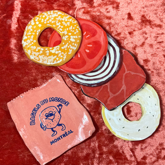 Ceramic Montreal Bagel Coaster Set - Smoked Meat
