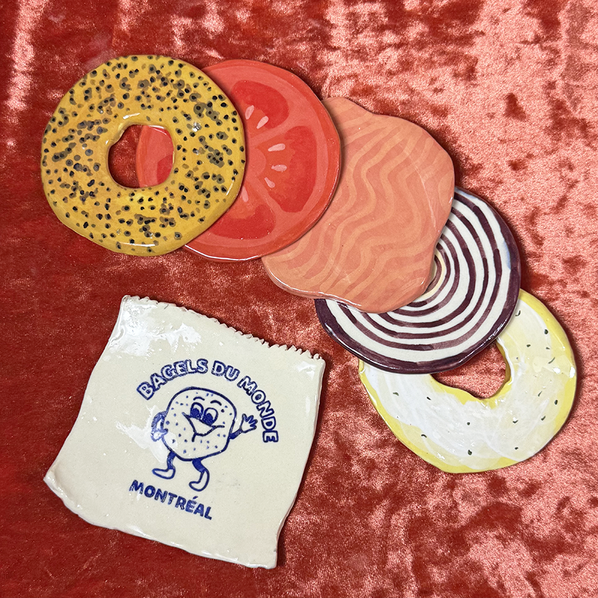 Ceramic Montreal Bagel Coaster Set - Lox