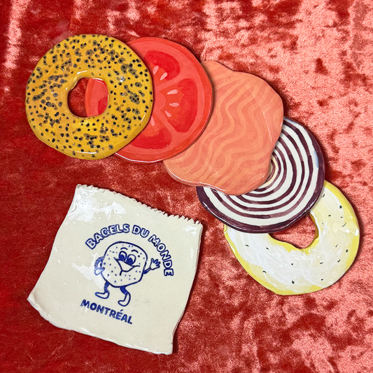 Ceramic Montreal Bagel Coaster Set - Lox