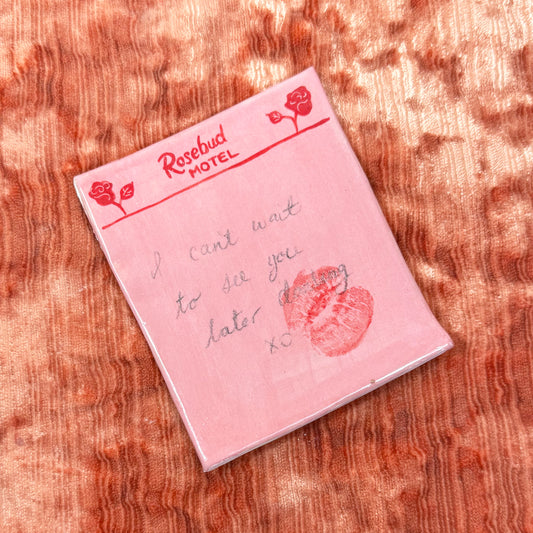 Ceramic Rosebud Motel Coaster