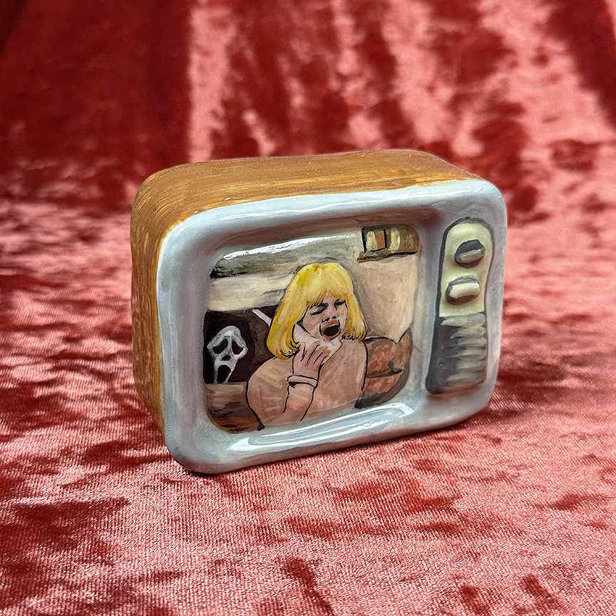 Ceramic Scream TV Incense Holder