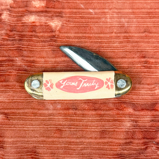Chrome/Gold Lustre Yours Truly Pocket Knife